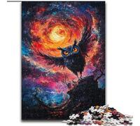 Puzzle 1000 pièces Peinture à l'huile Hibou pour Adultes et Adolescents, Jeux éducatifs à Faire soi-même avec Affiche et fiche de Questions Assorties (50x75cm)