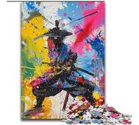 Puzzle 1000 pièces Peinture à l'huile Ninja Samurai pour Adultes, pour Un Anniversaire, Une fête ou Une séance Photo, décoration Murale pour 14 Ans et Plus (50x75cm)