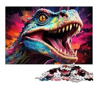 Puzzle 1000 pièces Peinture de Dinosaures colorés Puzzle en Papier pour Adultes Superbes Cadeaux pour Noël 1000 pièces (38 x 26 cm)
