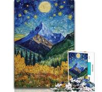 Puzzle 1000 pièces Peinture de Montagne par Ciel étoilé Puzzles pour Adultes 1000 pièces Jouets éducatifs Jeux Anti-Stress renforce l'amour Entre Couples (38x26cm)