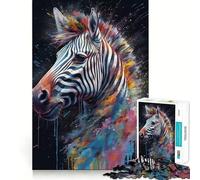 Puzzle 1000 pièces Peinture de zèbre Jeu cognitif Amusant,pièces Robustes et aux découpes nettes,idéal pour Un Moment de Calme et Un Exercice Mental à la Maison (38x26cm)