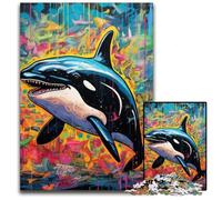 Puzzle 1000 pièces, Peinture Graffiti, Baleine, pour Adultes, détente et défi, décoration d'intérieur colorée, pour Les Amis, 26x38cm / 10,23x14,96 Pouces