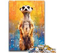 Puzzle 1000 pièces Peintures de suricates Jeu éducatif Défi Jouet Décoration Murale Cadeaux d'anniversaire et de Noël Uniques 26x38cm