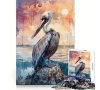 Puzzle 1000 pièces Pelican Sea Rock Sun pour Adolescents Stimule la mémoire, Anti-Stress, Bords Nets, décoration Murale (50x75cm)