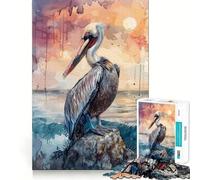 Puzzle 1000 pièces Pelican Sea Rock Sun pour Adolescents Stimule la mémoire, Anti-Stress, Bords Nets, décoration Murale (50x75cm)