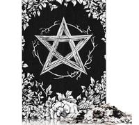Puzzle 1000 pièces Pentagramme avec Cadre Floral Puzzles en Bois Jouets éducatifs Cadeaux de Noël 1000 pièces (75 x 50 cm)