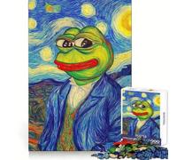 Puzzle 1000 pièces Pepe la Grenouille Nuit étoilée (Parodie) pour Adultes Smart Reason Toy Home Enjoy Sharp Edge Santa Wish Item (50x75cm)