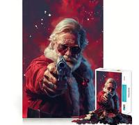 Puzzle 1000 pièces Père Noël maléfique avec Pistolet,décor Facile à Installer,Jeu de réflexion,Cadeau pour se détendre,Jeu d'anniversaire,Art (38x26cm)