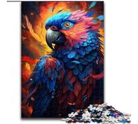 Puzzle 1000 pièces Perroquet coloré avec Plumes colorées en Bois, décoration idéale pour la Maison ou Le Bureau, Cadeau de Noël idéal 50x75cm, décoration Artistique DIY, Cadeau d'anniversaire idéal