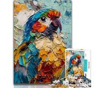 Puzzle 1000 pièces Perroquet Peinture à l'huile Puzzle 1000 pièces Décoration Murale Artistique et idée Cadeau d'anniversaire pour Amis Bureau à Domicile 38x26cm