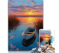 Puzzle 1000 pièces Petit Bateau au Coucher du Soleil pour Adultes et Adolescents, Jouets éducatifs et éducatifs, Jeux familiaux, Anniversaires et Cadeaux Uniques (38x26cm)
