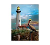 Puzzle 1000 pièces，Phare au Bord de la mer et Paysage de pélicans，Adultes Jouet de décompression intellectuel éducatif Puzzles Jeu de Famille Amusant pour Enfants Adult（50x70cm）-J57