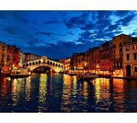 Puzzle 1000 pièces Phare Canal Gondole Bateau Nuit pour Enfants et Adultes Jouet Éducatif 38x26CM