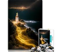 Puzzle 1000 pièces Phare Jaune Puzzle 1000 pièces pour Ados et Adultes avec Affiche et fiche de Questions-réponses pour Les 14 Ans et Plus (50x75cm)