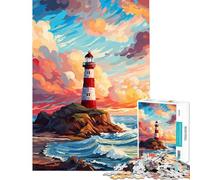 Puzzle 1000 pièces Phare Soir Pixel Jeux Éducatifs pour Un Défi Éducatif Jouet pour Passer Le Temps à la Maison (Dimensions 38x52cm)