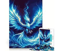Puzzle 1000 pièces Phénix Bleu renaît,découpe précise,défi Intelligent et Amusant,Divertissement et décoration de Noël (38x52cm)