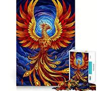 Puzzle 1000 pièces Phénix renaissant en vitrail pour Adultes et Adolescents, Jeu Mental apaisant et Relaxant, Cadeau de qualité supérieure 38x52cm