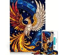 Puzzle 1000 pièces Phénix renaissant en vitrail pour Adultes et Adolescents, Jeu Mental apaisant et Relaxant, découpe de qualité supérieure, 38x26cm
