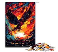 Puzzle 1000 pièces Phoenix entouré d'éclaboussures Nombreux Puzzles colorés pour Adultes Jeu éducatif en Bois 75 x 50 cm