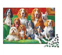 Puzzle 1000 Pièces Photo de Groupe Races de Chiens Mignon Collage d’Animaux Précis Encadrable Détails Riches Carton Premium Épais pour Famille Cadeau Anniversaire 38x26cm