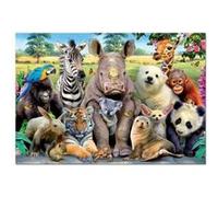Puzzle 1000 pieces photo selfie droles d'animaux sauvages - qualite superieure - adulte - set puzzle classique + carte tigres