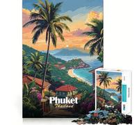 Puzzle 1000 pièces Phuket Thaïlande Coucher de Soleil Jeu de précision pour stimuler Le Cerveau Activité ludique et Libre Cadeau d'anniversaire Artistique (38x52cm)