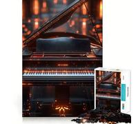 Puzzle 1000 pièces Piano à Queue Noir avec Touches Lumineuses Jeu d'articulation précis et Amusant,Exercice de réflexion,Moment de détente,décoration de Noël (38x26cm)