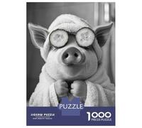 Puzzle 1000 Pièces Pig Spa Day Funny Bathroom Poster Puzzles pour Adolescents : Améliorent La Mémoire, Défi Éducatif, Cadeaux pour Les Amis Et La Famille 38x26cm/1000pcs