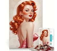 Puzzle 1000 pièces Pin-up rousse Sexy pour Adultes Jeu de logique Pure Amusant et apaisant Découpe Nette Cadeau Exceptionnel 38x26cm