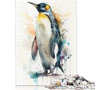Puzzle 1000 pièces Pingouin Aquarelle pour Adultes Puzzle Papier Difficile pour Adultes Cadeaux du Réveillon de Noël 1000pcs (38x26cm)