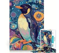 Puzzle 1000 pièces Pingouin Bleu psychédélique pour Adultes, Jeu Mental apaisant et Amusant, découpe de qualité supérieure, Cadeau d'anniversaire 50x75cm