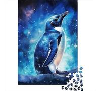 Puzzle 1000 pièces Pingouin Ciel Étoilé Puzzles pour Adultes Puzzles en Bois Jeu Défi 1000pcs (75x50cm)