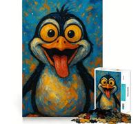 Puzzle 1000 pièces Pingouin Dessin animé avec Langue tirée Décoration soignée Jeu de réflexion Cadeau Activité Calme pour Un Anniversaire (50x75cm)