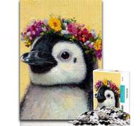 Puzzle 1000 pièces Pingouin Dessin pour Adultes et Adolescents, Aide Le Cerveau à Exercer des Jouets Addictifs pour Cultiver la Patience Jeu de Défi Unique 38x26cm
