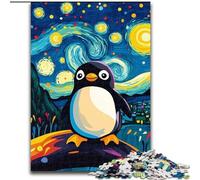 Puzzle 1000 pièces Pingouin du Ciel Nocturne pour Adultes, pour Noël et Le Nouvel an (Taille 50x75cm)