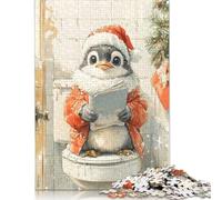 Puzzle 1000 pièces Pingouin lisant sur Les Toilettes pour Adultes et Adolescents, Jeux éducatifs à Domicile, Jouets DIY, Cadeaux de Noël, 1000 pièces (38 x 26 cm)