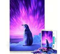 Puzzle 1000 pièces Pingouin Lumière Aurore Jeu d'articulation précis et Amusant,Stimulant cognitif et Relaxant,idéal pour Un Anniversaire ou Une activité Artistique (38x52cm)