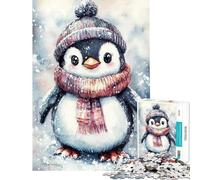 Puzzle 1000 pièces Pingouin Mignon dans la Neige Puzzle idéal pour Les Adolescents Passe-Temps Stimulant et Anti-Stress (Dimensions 38x26cm)
