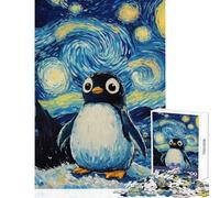 Puzzle 1000 pièces Pingouin Nuit étoilée Jeu de réflexion pour Adultes Niveau de difficulté élevé Idéal comme Cadeau pour Toute la Famille (Dimensions 38x26cm)