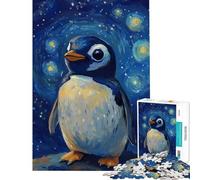 Puzzle 1000 pièces Pingouin Nuit étoilée Puzzle pour Adultes défi de Vitesse et de difficulté idéal comme Cadeau (Dimensions 38x52cm)