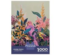 Puzzle 1000 Pièces Pink Bird in Floral Garden Painting pour Adolescents - Jeu De Réflexion - Cadeaux pour Femmes - Idées Cadeaux Uniques pour Un Anniversaire Ou Noël 38x26cm/1000pcs