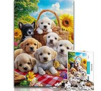 Puzzle 1000 pièces « Pique-Nique pour Chiots » pour Adultes, Jeu Familial Anti-Stress, défi Difficile, Collection d'artistes, Beaux-Arts (50x75cm)