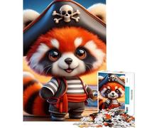 Puzzle 1000 pièces Pirate Panda Roux Jeu éducatif Défi cérébral Jouet addictif Cadeau Père Noël Secret Cadeau d'anniversaire (Dimensions 38x26cm)
