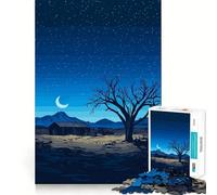 Puzzle 1000 pièces Pixel Art Paysage Nocturne avec Maison abandonnée Jeu d'articulation Fine et Amusant pour résoudre des problèmes Jeu Calme et Amusant Décoration de Noël Cadeau (50x75cm)