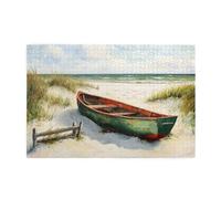 Puzzle 1000 Pieces Plage Puzzle Bateau 1000 Pièces Grand Adultes Difficile Jigsaw en Bois avec Boîte Cadeau, DIY Challenge Impossible Créatif Jeu pour Adulte, Decoration Maison Cadeau 75x50cm E-1486