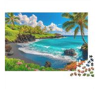 Puzzle 1000 pièces Plage Tropicale pour Adultes Puzzle Carton Épais Île Bord de Mer Puzzle Papier Décoration Murale 70x50cm/1000pcs