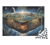 Puzzle 1000 Pièces Planète Terre, Carton Solide, Une Terre Flottante surréaliste dans Un Monde Fantastique Cosmique Activité Relaxante À Domicile, Cadeau, 38x26cm/1000pcs