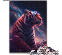 Puzzle 1000 pièces Planète Tigre en Bois, idée Cadeau de Noël, Illustration Humoristique, Illustration détaillée 50x75cm. Un pour Noël ou Un Anniversaire.
