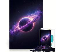 Puzzle 1000 pièces Planète Violette avec Anneaux dans l'espace pour Adolescents, 50x75cm, idéal pour s'amuser et se détendre Cadeau de Saison