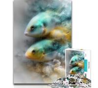 Puzzle 1000 pièces Poissons aquarelles, Puzzle 1000 pièces pour Adultes et Adolescents, décoration Murale Moderne à Faire soi-même, Cadeau Unique, décoration d'intérieur, 50x75cm